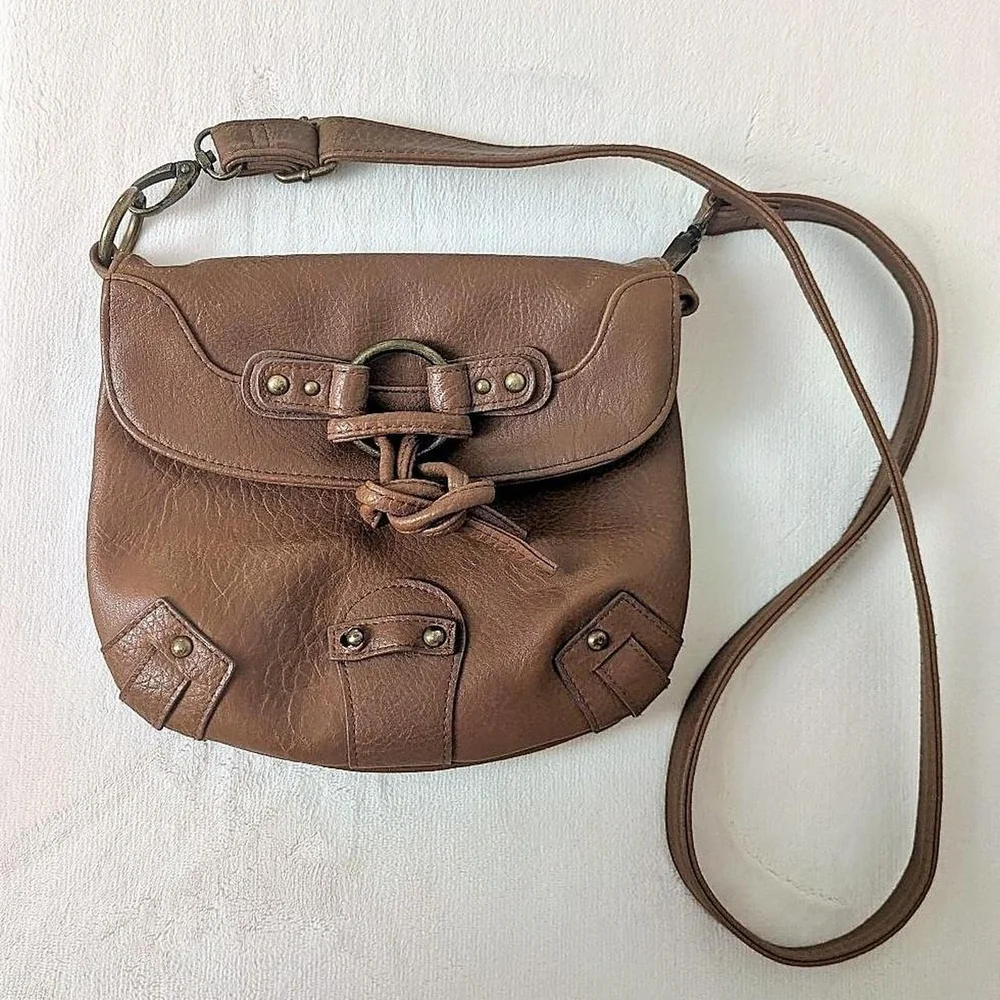 Kimchi Blue Brown Faux Leather Crossbody Saddle Bag